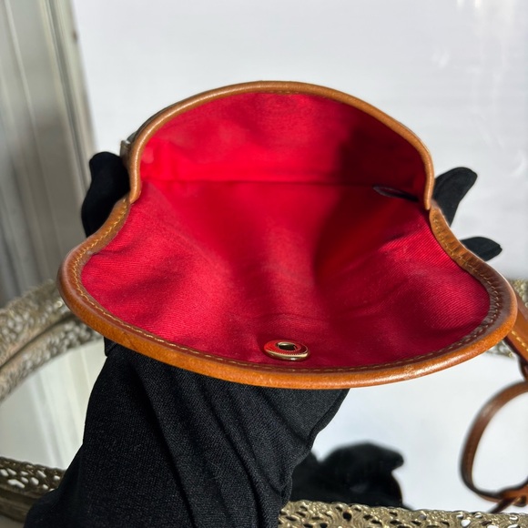 Vintage Dooney and Bourke Wristlet Blue Pebbled Leather Brown Trim Minimalist Go - Picture 8 of 10